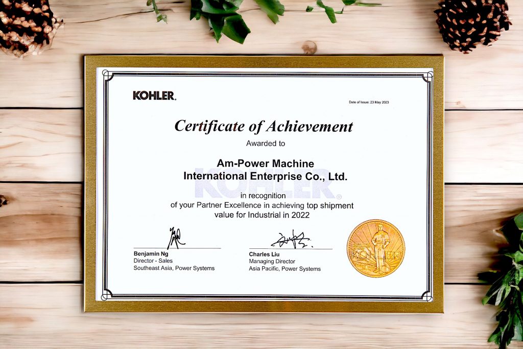 KOHLER Certificate of Achievement